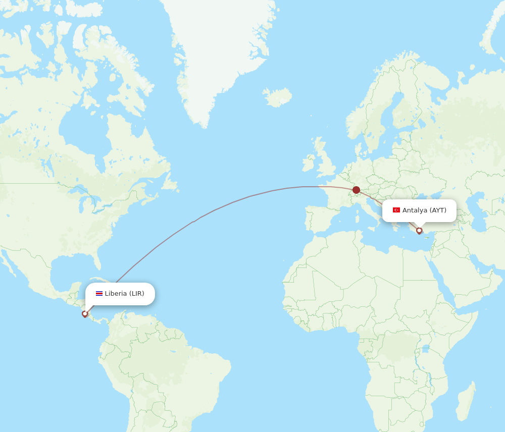 AYT-LIR flight routes