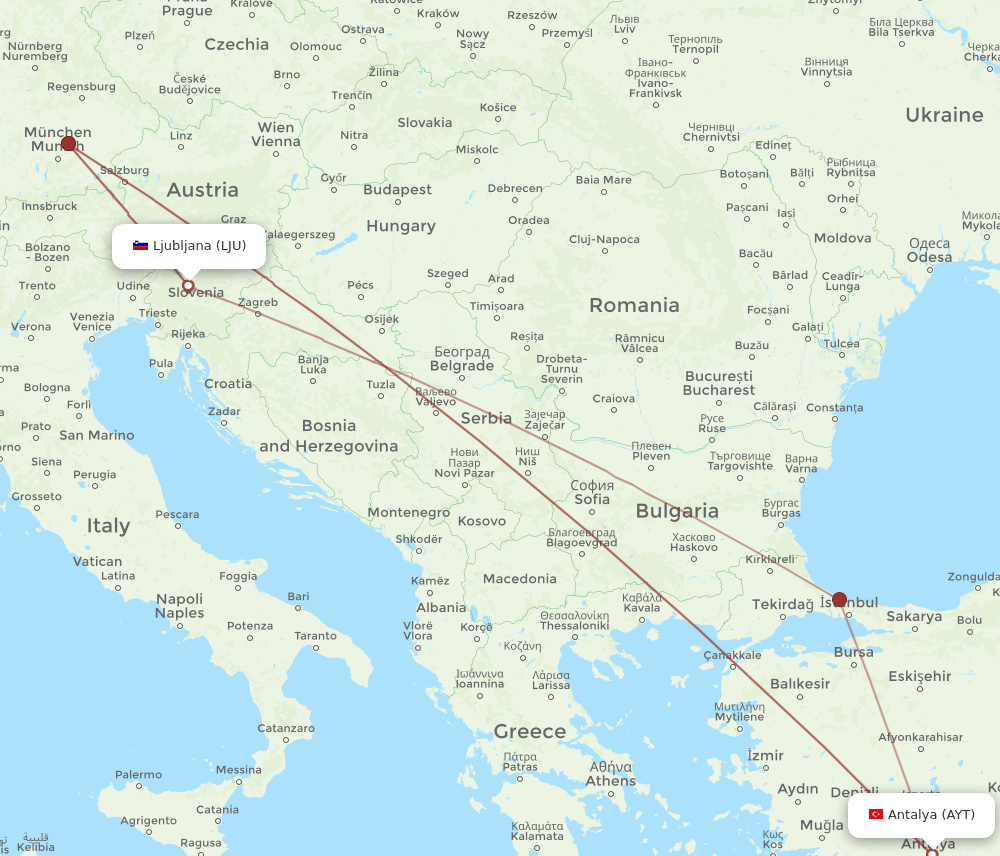 AYT-LJU flight routes
