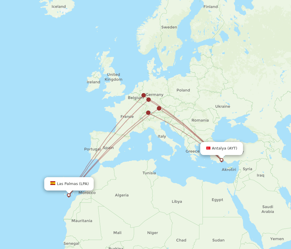 AYT-LPA flight routes