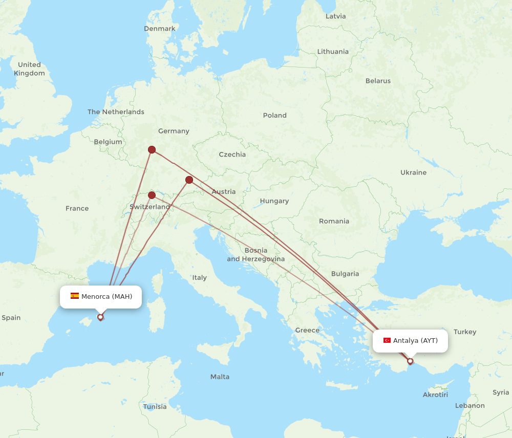AYT-MAH flight routes