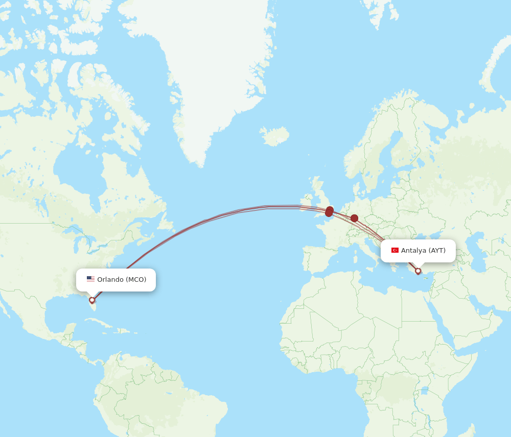 AYT-MCO flight routes