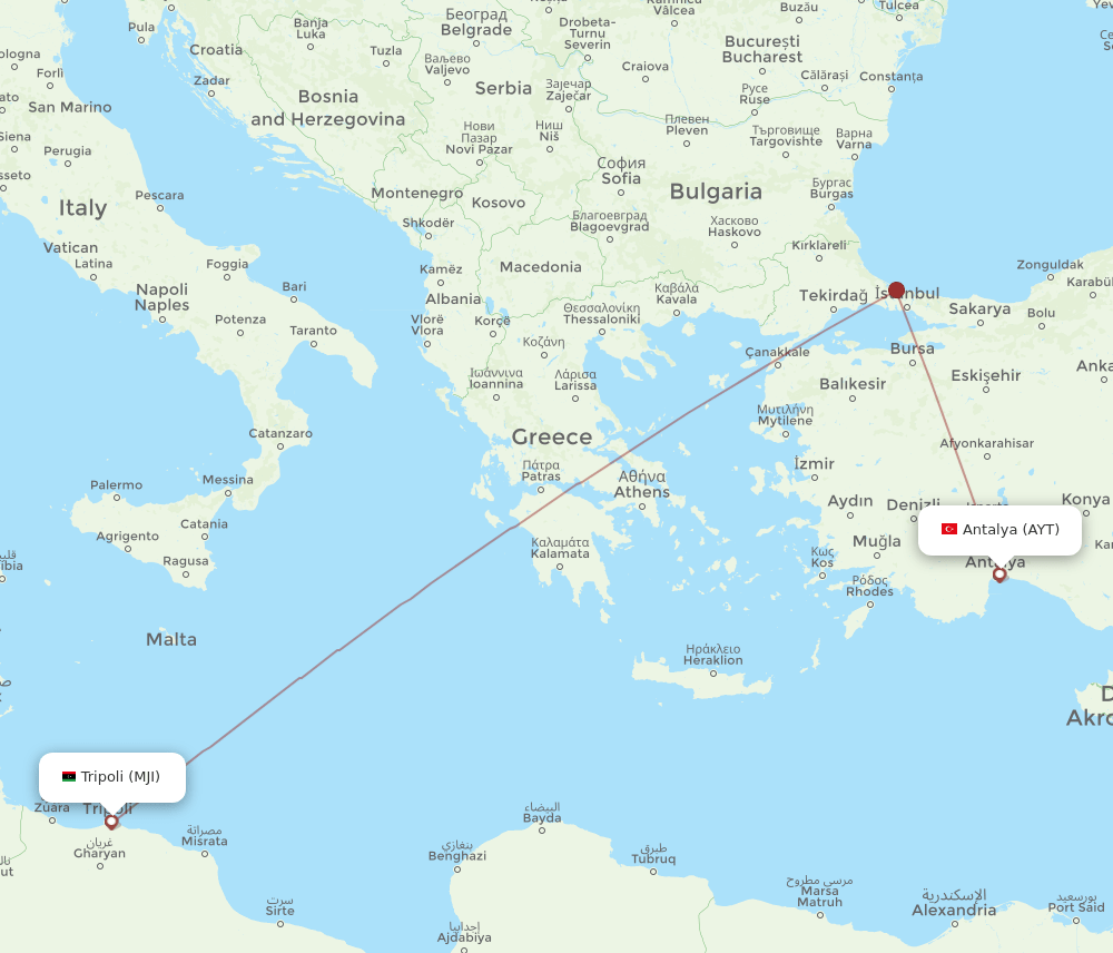 AYT-MJI flight routes