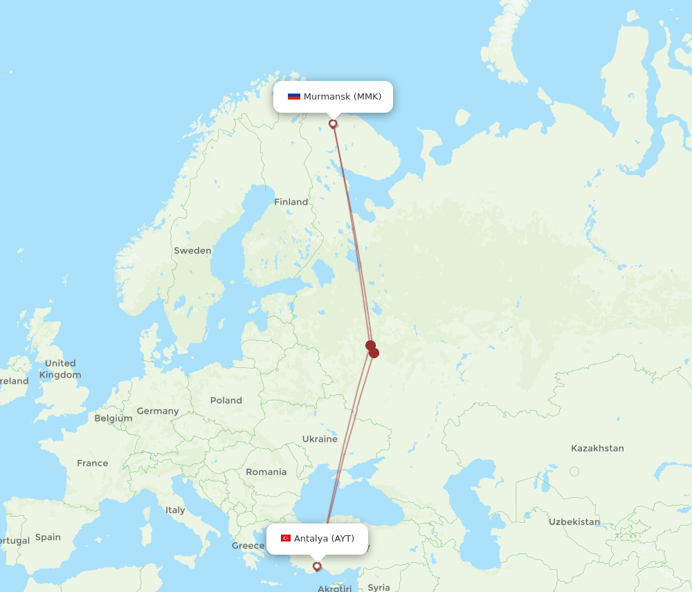 AYT-MMK flight routes