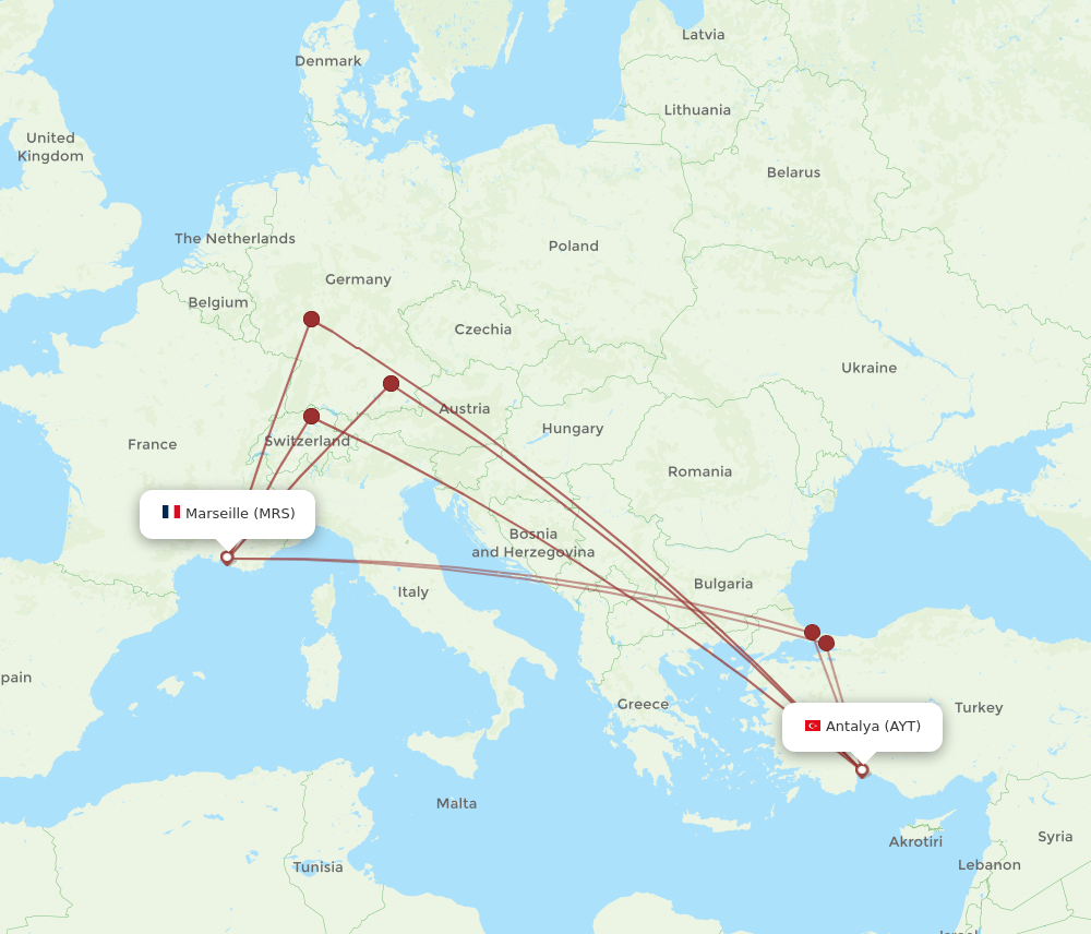 AYT to MRS flights and routes map