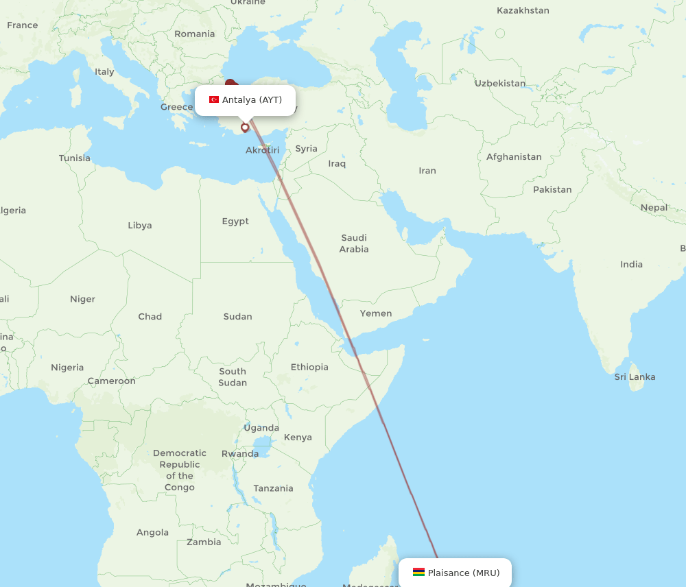 AYT-MRU flight routes