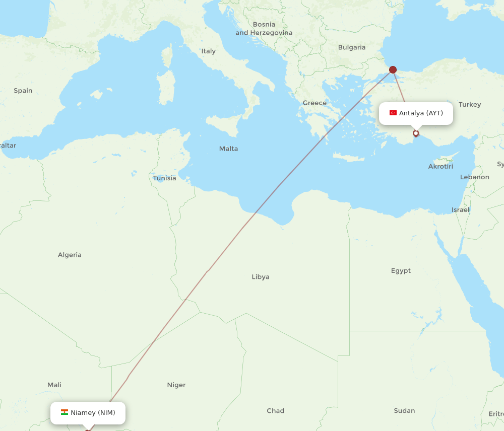AYT-NIM flight routes