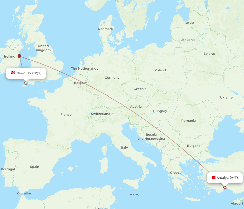 AYT-NQY flight routes