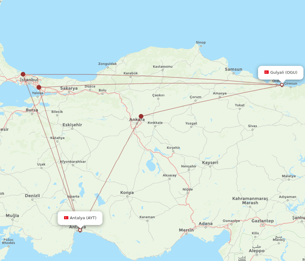 AYT-OGU flight routes