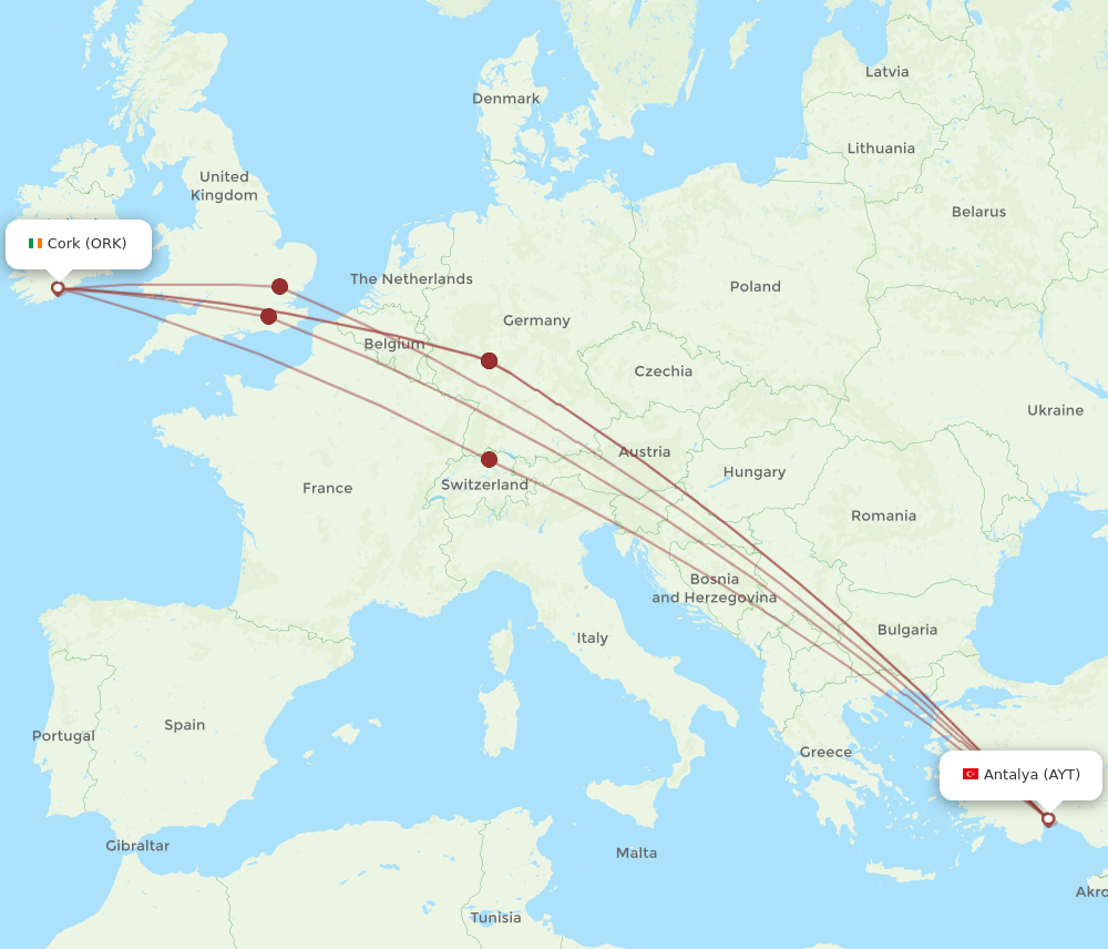 AYT-ORK flight routes