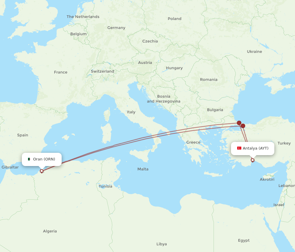 AYT-ORN flight routes
