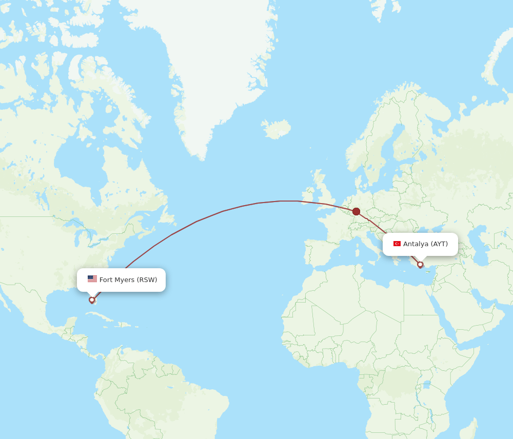 AYT to RSW flights and routes map