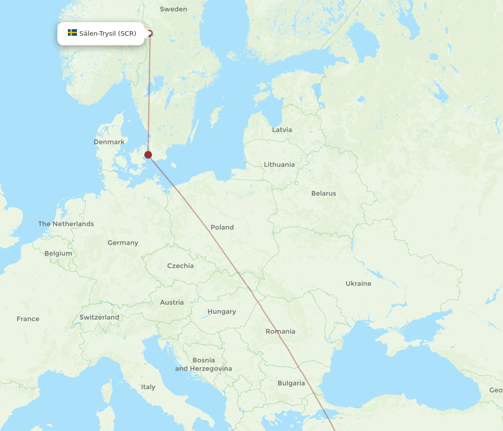 Salen - Antalya route map and flight paths