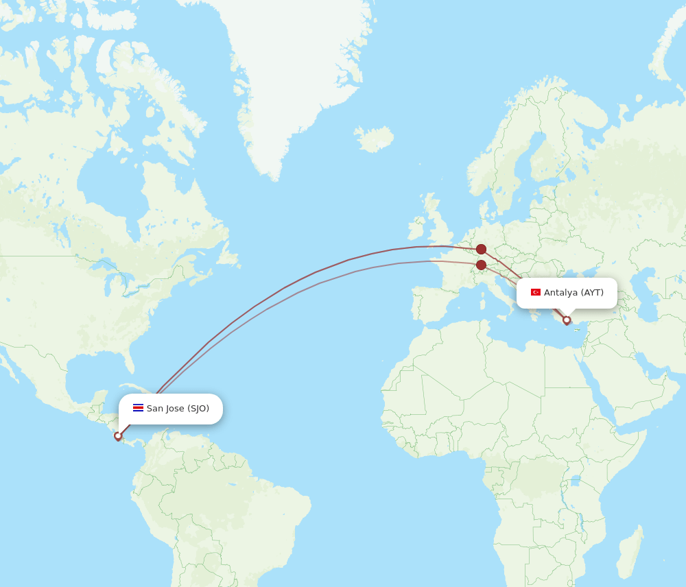 AYT-SJO flight routes
