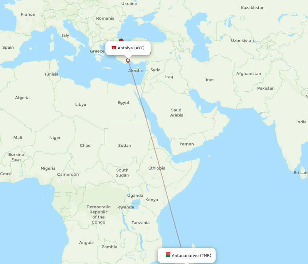 AYT-TNR flight routes