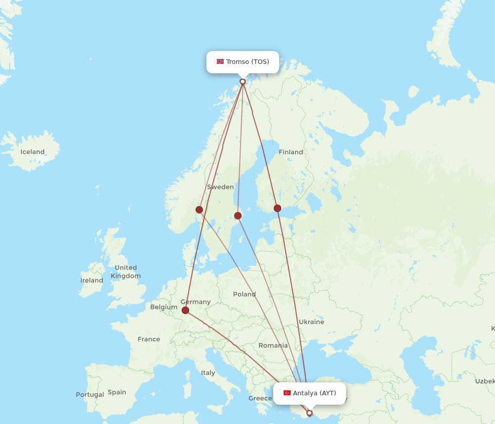 AYT-TOS flight routes