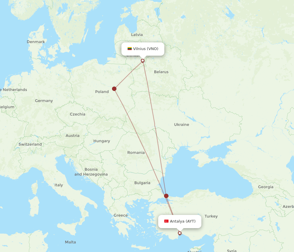 AYT-VNO flight routes