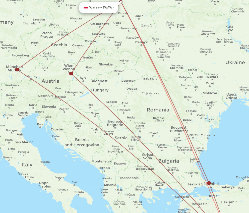 AYT to WAW flights and routes map