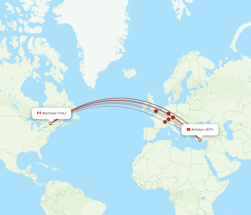 AYT-YUL flight routes
