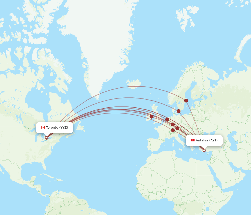 AYT-YYZ flight routes