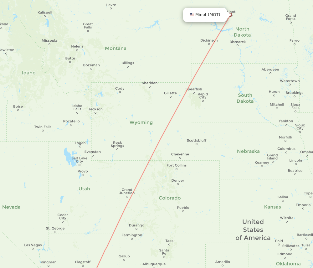AZA to MOT flights and routes map
