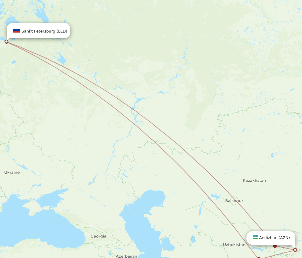 AZN-LED flight routes
