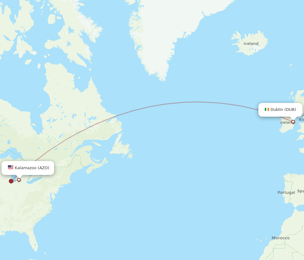 AZO-DUB flight routes