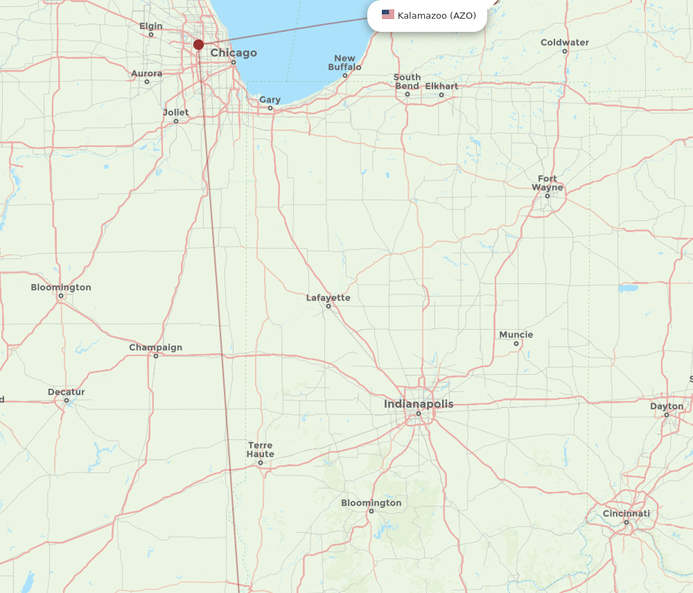 AZO-EVV flight routes