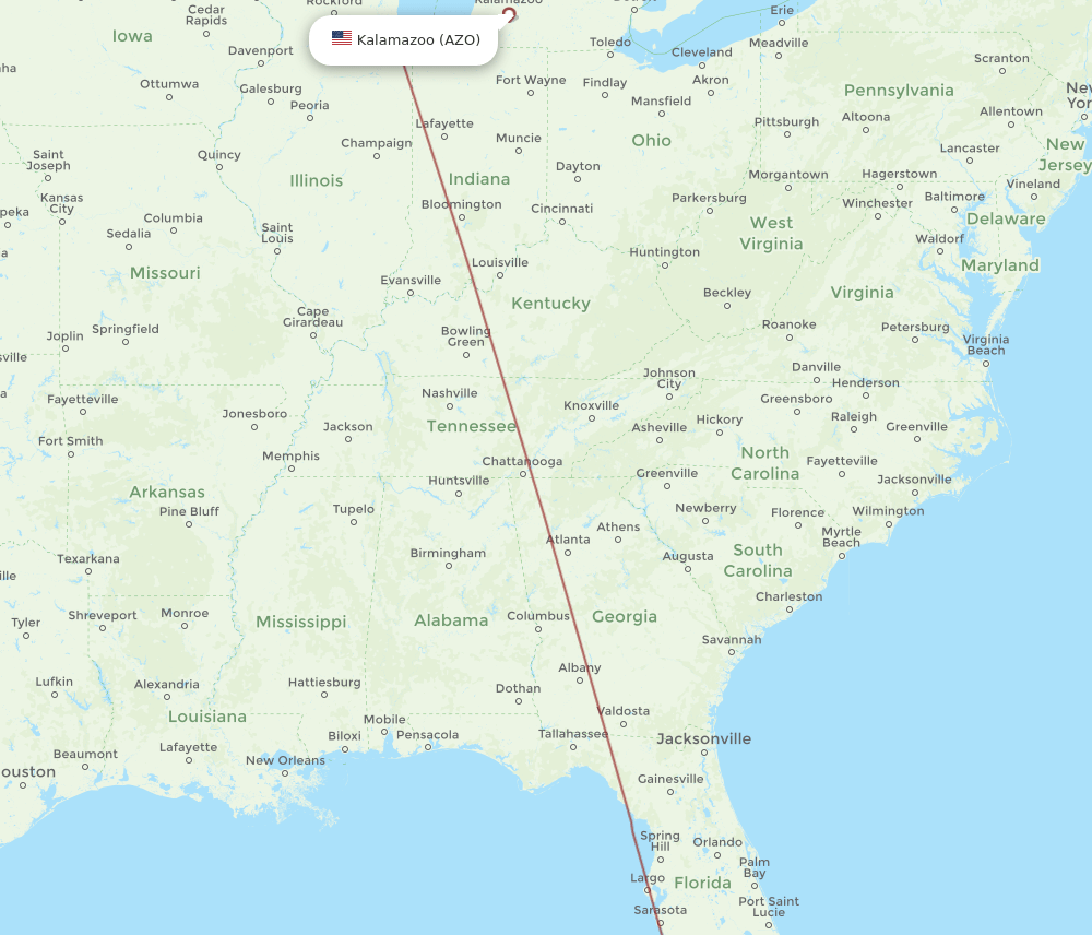 AZO to EYW flights and routes map