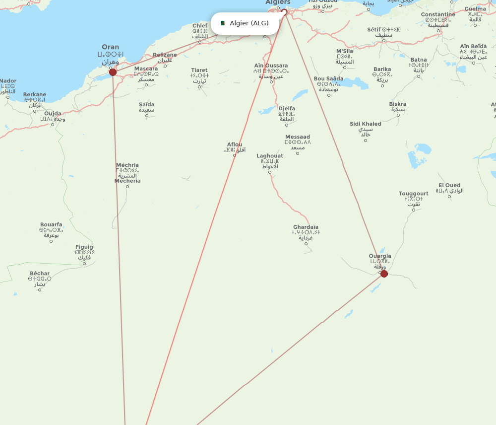 AZR to ALG flights and routes map