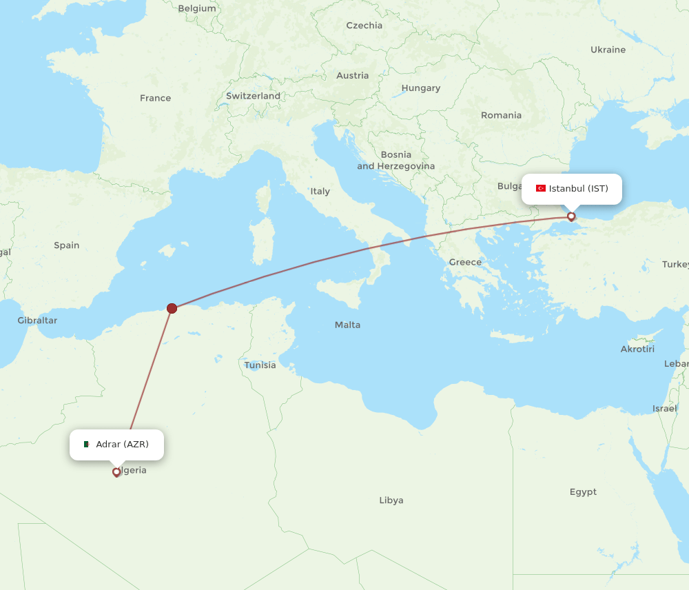 AZR-IST flight routes