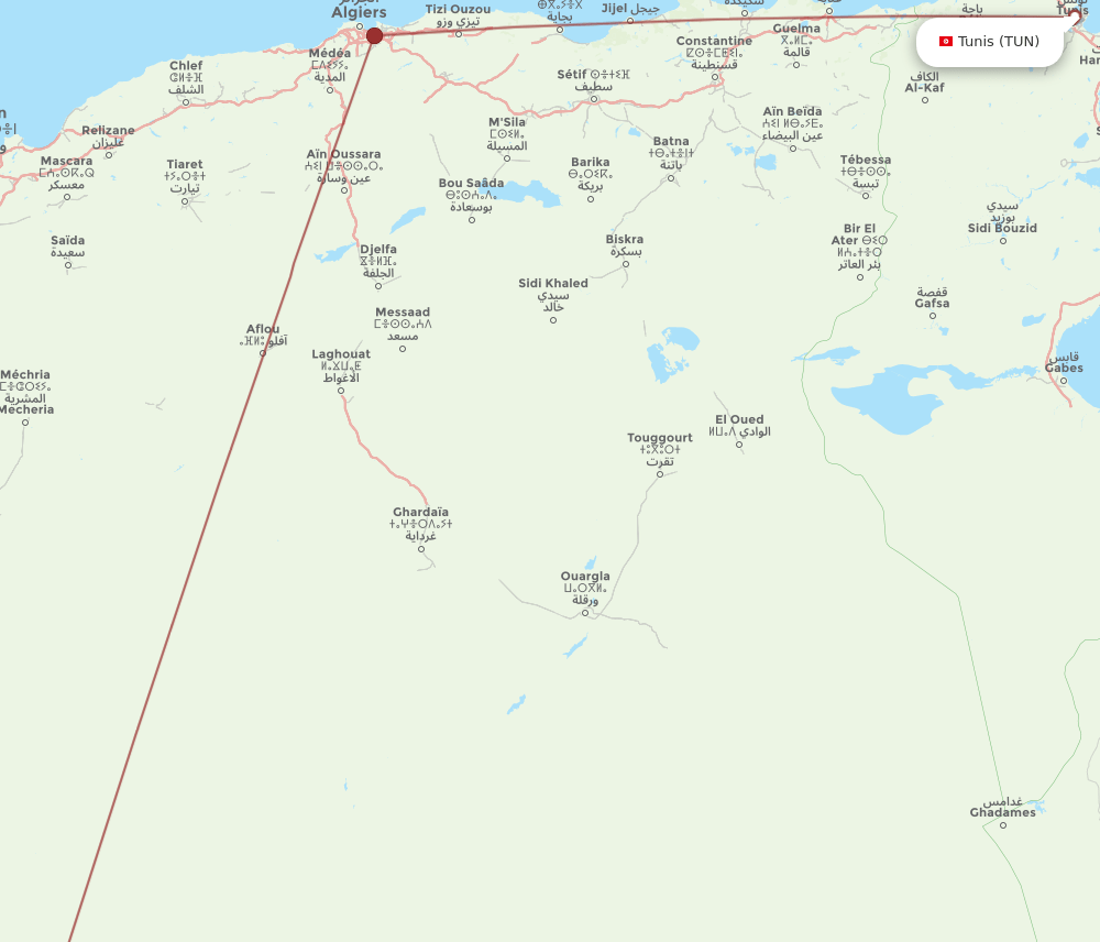 AZR-TUN flight routes