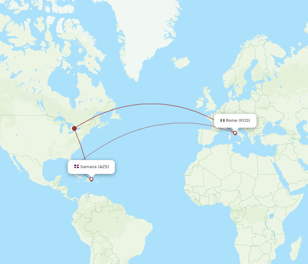 AZS-FCO flight routes