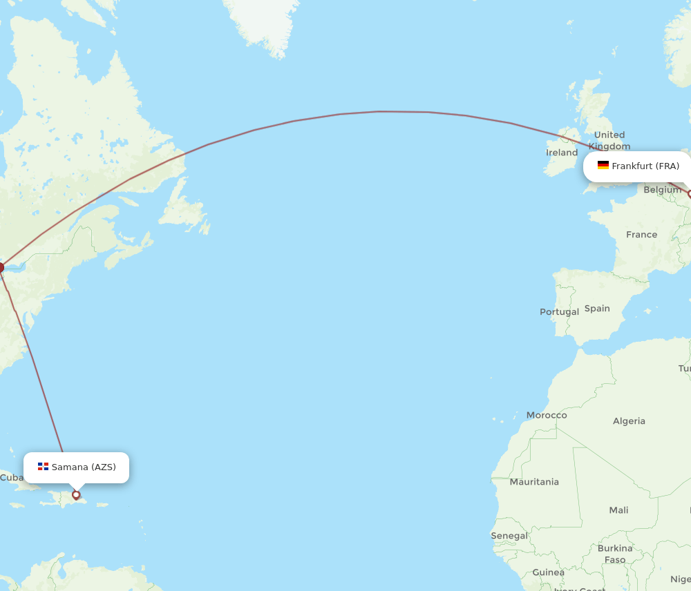 AZS-FRA flight routes