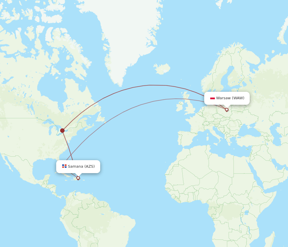 AZS-WAW flight routes