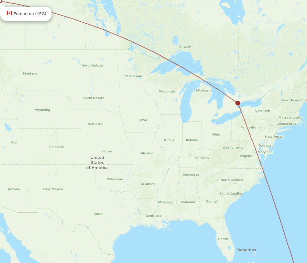 AZS to YEG flights and routes map