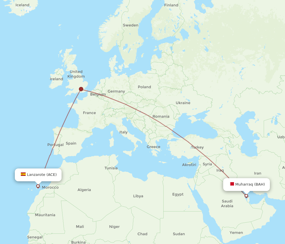 BAH to ACE flights and routes map