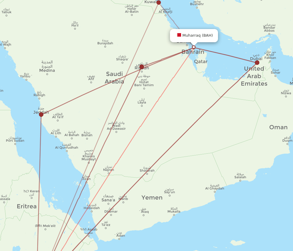 BAH-ADD flight routes