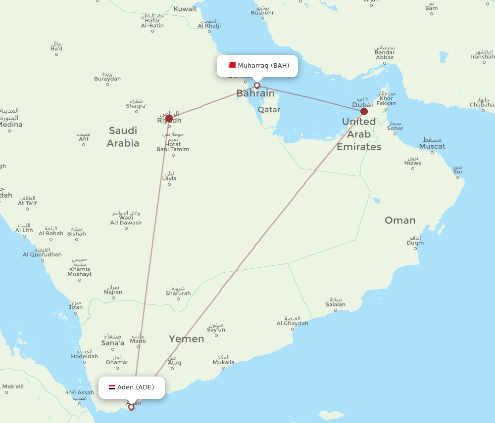 BAH to ADE flights and routes map