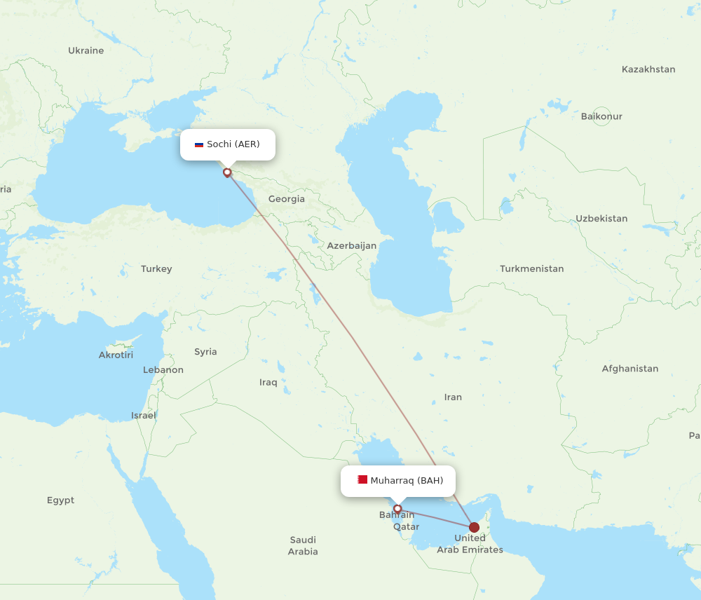 BAH to AER flights and routes map