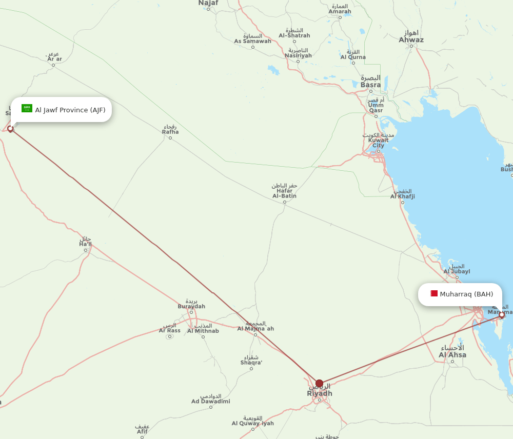 BAH to AJF flights and routes map