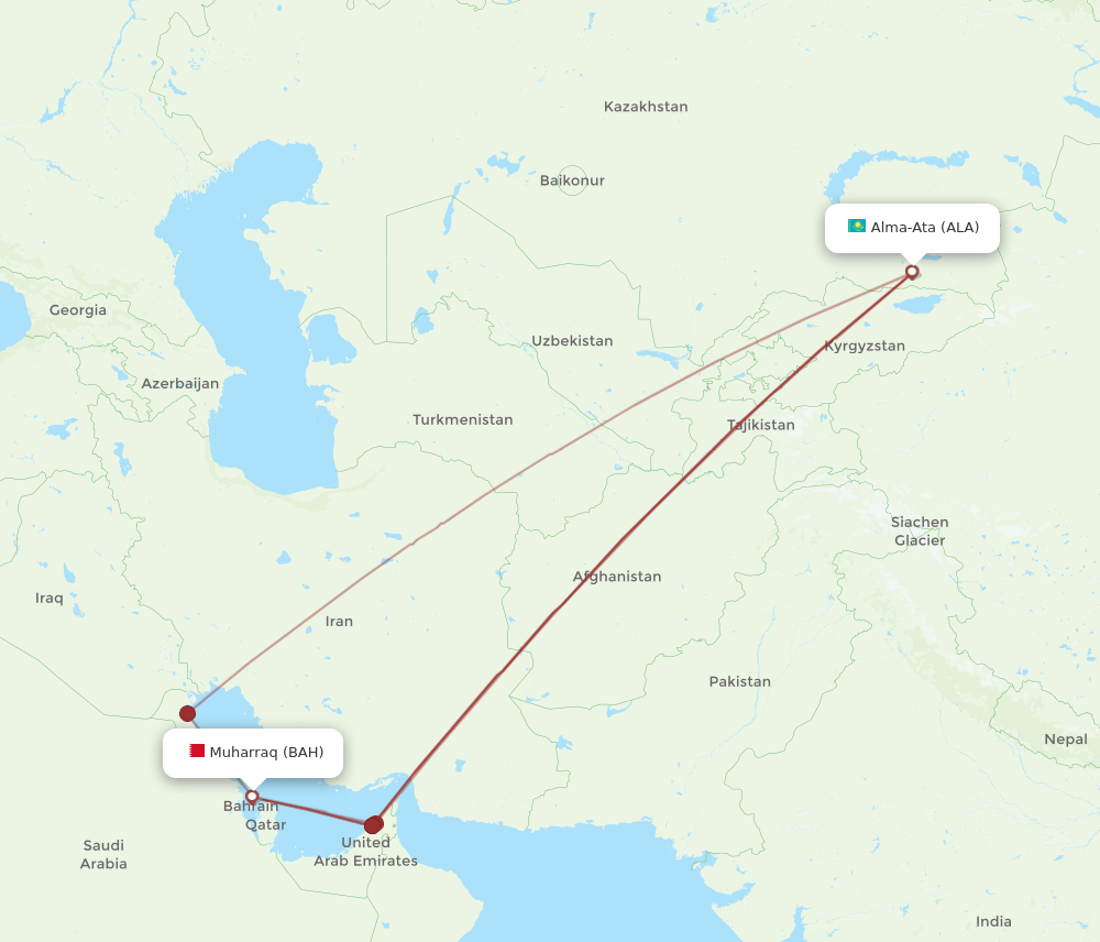 BAH to ALA flights and routes map