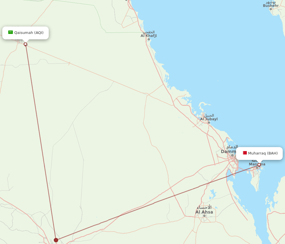 BAH to AQI flights and routes map