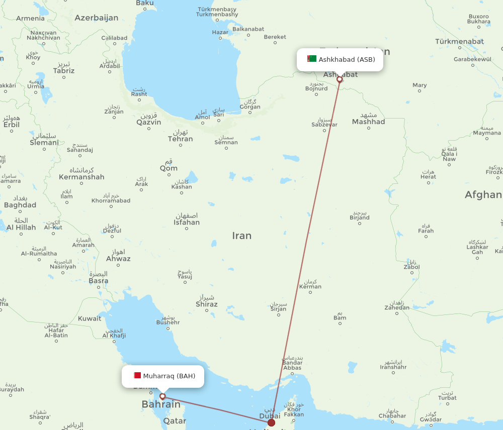 BAH-ASB flight routes