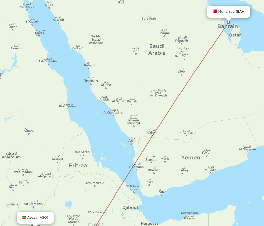 BAH-ASO flight routes