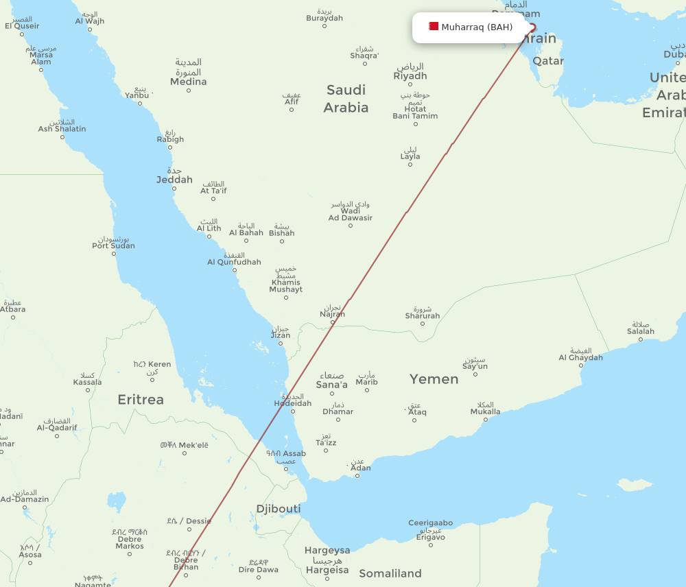 BAH-AWA flight routes