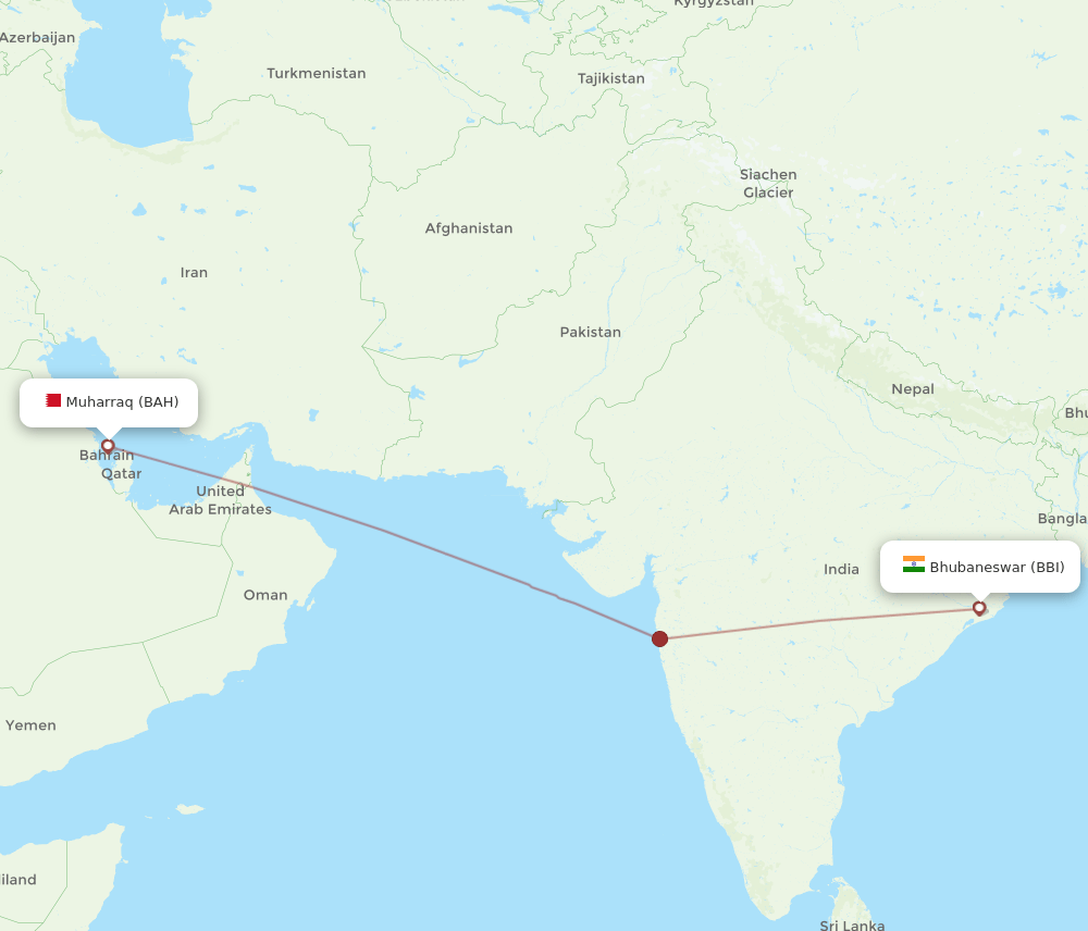 BAH to BBI flights and routes map