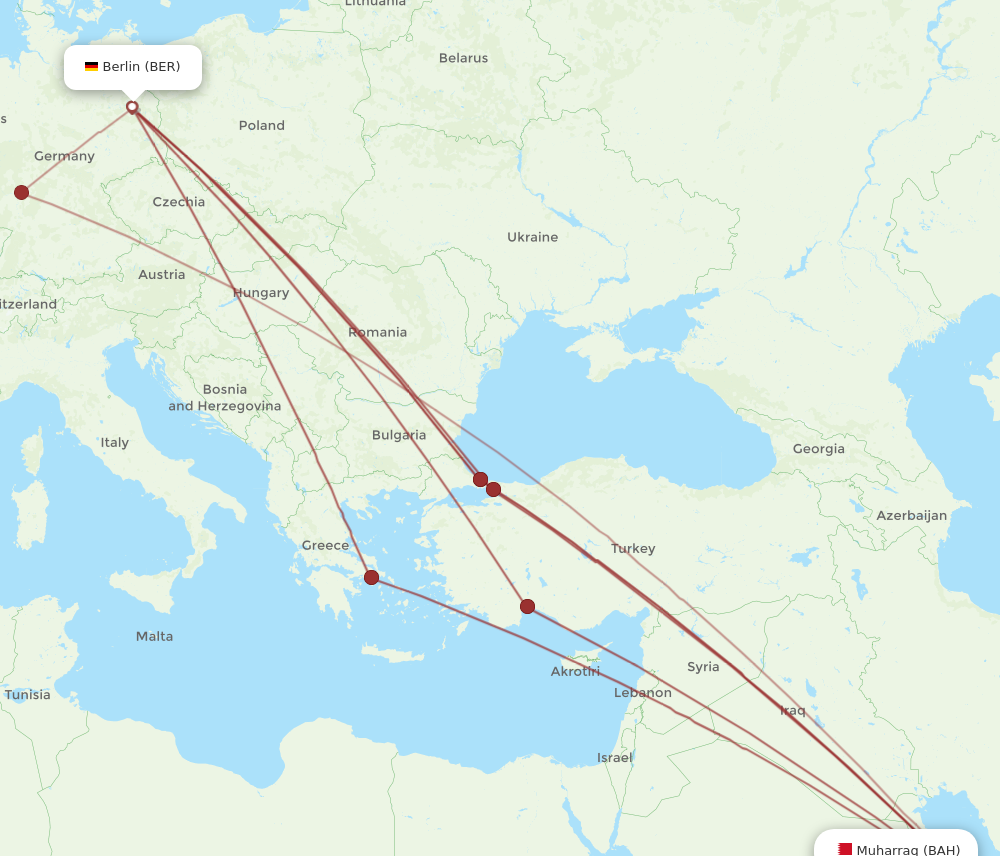 BAH to BER flights and routes map