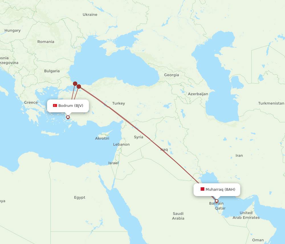 BAH-BJV flight routes