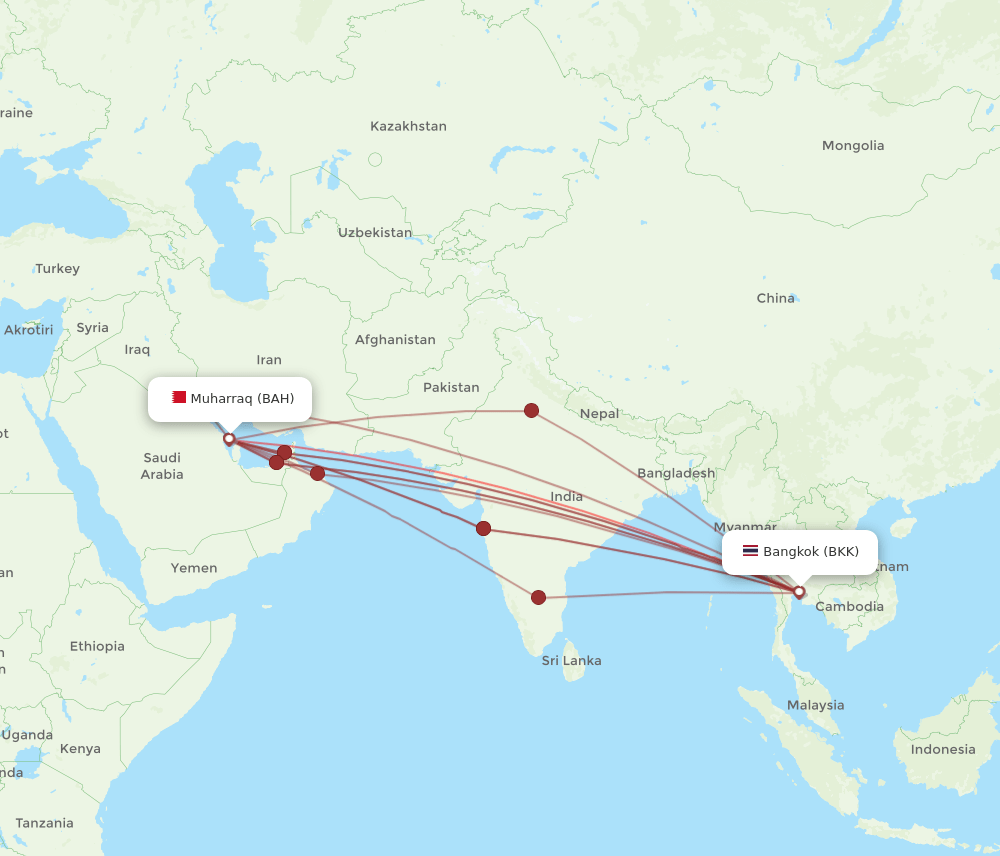 BAH-BKK flight routes
