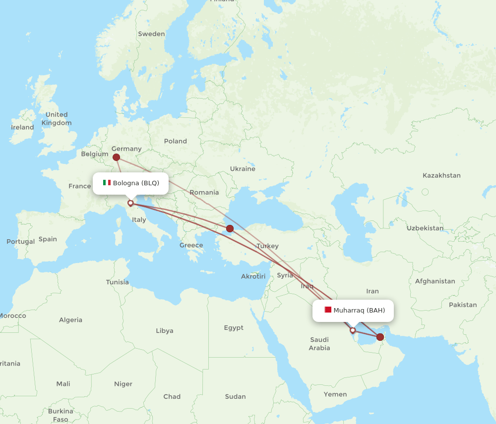BAH-BLQ flight routes